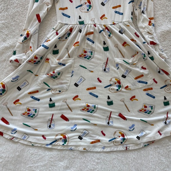 Angel Dear Kids Art Supplies Print Long Sleeve Dress Size 3T Bamboo Material - Picture 5 of 6